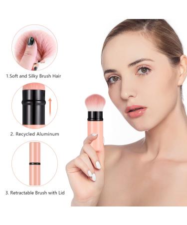 Falliny Kabuki Makeup Brush Set - Insultable Portable Powder Brushes with Covers for Blush Bronzer & Cosmetics - 2 Pieces Black & Pink - Buy Online on GoSupps.com