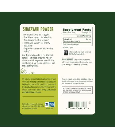 Banyan Botanicals Shatavari Powder Organic Asparagus Racemosus Root Powder Rejuvenating Adaptogen Tonic That Supports a Healthy Reproductive System* 3.5 oz. Non-GMO Sustainably Sourced Vegan - Buy Online on GoSupps.com
