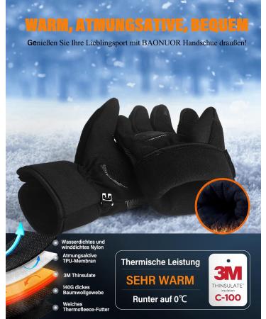 Winter Bicycle Gloves with 3M Thinsulate Insulation | Waterproof Touch Screen Ski Gloves for Men & Women | Anti-Slip Full Finger Cycling & Driving Gloves Black - Buy Online on GoSupps.com