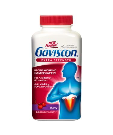 Gaviscon Extra Strength Cherry 60 Count Chewable Foamtabs