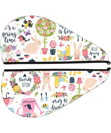 Spring Hand-Drawn Flowers Birds Microfiber Hair Towel | Super Absorbent Coral Velvet Wrap for Women | Quick Dry for Long Curly & Thick Hair - Buy Online on GoSupps.com