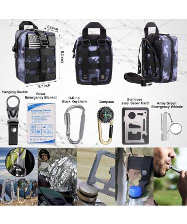 EMDMAK 276Pcs Tactical Molle First Aid Survival Kit | Emergency Trauma Bag for Camping, Hiking, Hunting | Home, Car, Outdoor Adventures - Acu Blue - Buy Online on GoSupps.com