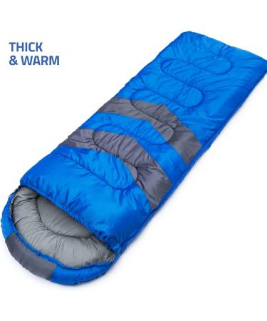 Adult Cold Weather Sleeping Bag - Lightweight & Compact for Camping, Hiking & Backpacking - Ocean Blue with Stripes - 29.5in x 86.6in - Buy Online on GoSupps.com