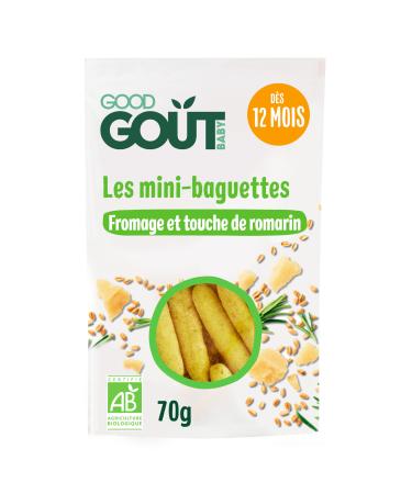 Good Go t GOOD TASTE - Mini Cheese and Rosemary Baguettes - Breadstick-Style Biscuits for Babies - From 12 Months - Resealable Bag - 70g