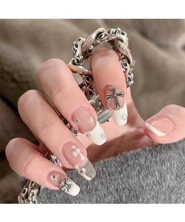 100pcs 3D Chrome Silver Cross Nail Charms - Y2K Vintage Nail Art Decorations for Acrylic Nails - Manicure Craft DIY - Buy Online on GoSupps.com