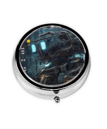 Future Robotround Pill Box 3 Compartments Round Pill Box Organizer for Purse Or Pocket Portable Travel Pill Box