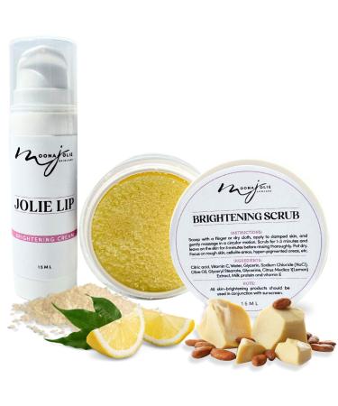 Moona Jolie Lip Kit | Hydrating Lip Cream & Organic Exfoliating Scrub - Nourish Protect Balances Hue and Revitalize Lips with Vitamin C Kojic Acid and Jojoba Oil