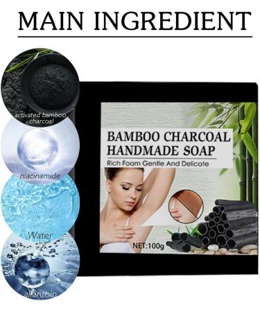 Klarime Soap Klarime Savon au Charbon de Bambou Naturel Charbon de Bambou Savon Fait Main Visage et Corps D tachant pour le Nettoyage du Visage et du Corps 2pcs - Buy Online on GoSupps.com