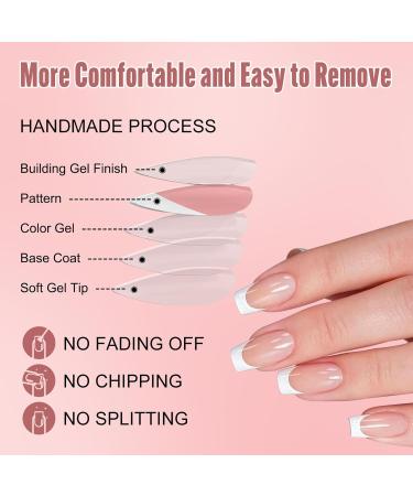Harvia 30 Pieces Press-On Ballerina French Nails - Coffee & White Artificial Stick-On Nails - Buy Online on GoSupps.com