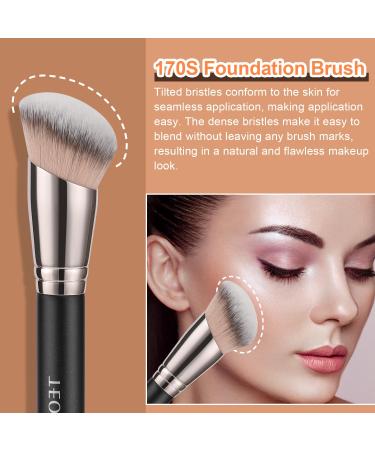 TEOYALL Angled Foundation Brush | Synthetic Kabuki Contour Brush for Blending Buffing & Setting Cosmetics | International Shipping Available - Buy Online on GoSupps.com