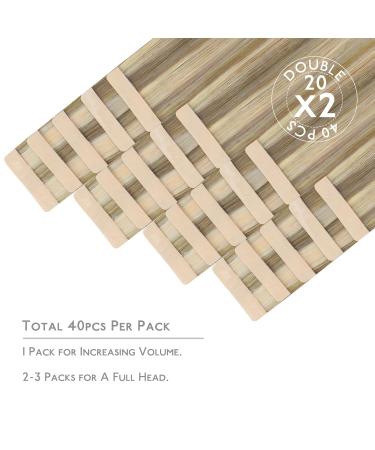 Premium If-of-hearted Tape Extensions - Real Hair 40PCs 100g 22 inches with Brown and Gold Highlights | Invisible Tape-In Hair Extensions #8A/22 - Buy Online on GoSupps.com