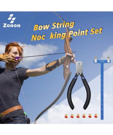  Bow String Nocking Points Set – T Square Ruler with Plier for  Recurve and Compound Bowstring Accessories - Brass Nocks Point Bow Tuning  Kit (T-sq, Plier, 6 nocks Set) 