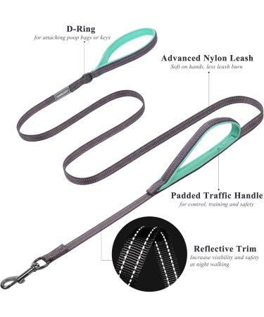 Vivaglory Traffic Handle Dog Leash - Two Padded Handles Reflective & Strong Metal Hook - 1.8m Training Line for Dogs - Gray - Buy Online on GoSupps.com