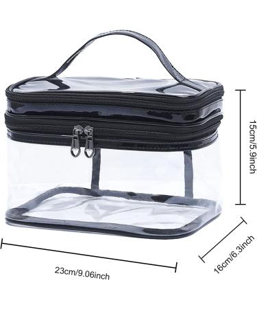 FIYUK Clear Cosmetic Bag Dual Layer Travel Toiletry Organizer | Waterproof Makeup Brushes Holder - Black - Buy Online on GoSupps.com