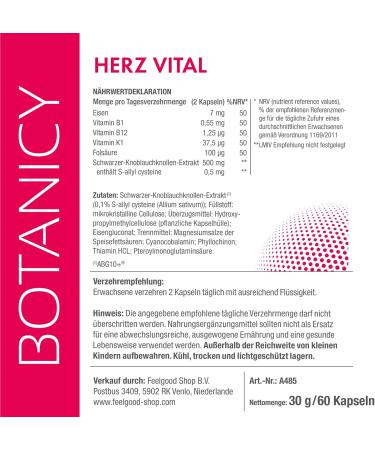 Premium Botanicy Vital High-Dose Garlic Capsules ABG10+ | Best Bioavailability for Heart & Vessels | 60 Capsules Monthly Pack - 30g - Buy Online on GoSupps.com
