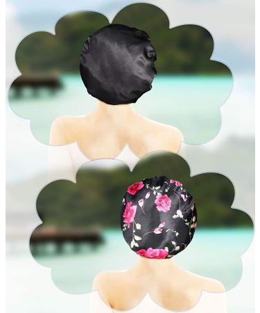 Soft Satin Head Scarf Sleeping Cap - 2 pc Set for Women with Long Curly Hair, Braids - Chic Pattern Headwear - Buy Online on GoSupps.com