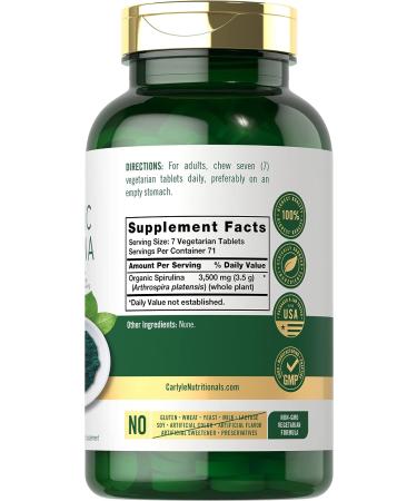 Carlyle Organic Spirulina Tablets 3500mg - 500 Count | Non-GMO & Gluten Free - Buy Online on GoSupps.com