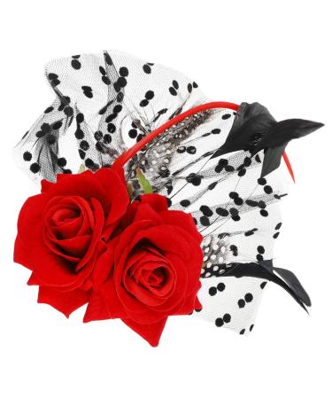 FRCOLOR Flower Hair Clips with Veil Fascinator Hat Wedding Hair Pins Barrette Rose Bobby Pins Head Piece for Halloween Wedding Party Women Girls Bride Hair Accessories