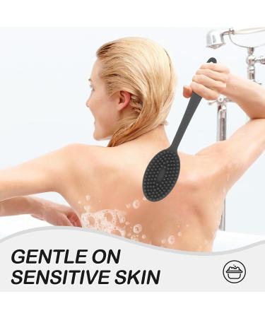 MateeyLife Silicone Body Scrubber with Handle | Exfoliating Shower Brush & Gentle Back Scrubber for a Refreshing Bath Experience - Gray - Buy Online on GoSupps.com