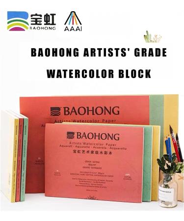 Watercolor Paper Block  BAOHONG Artists' Watercolor Block  100% Cotton  Acid-Free  140LB/300GSM  Cold Press Textured  20 Sheets per Block (Textured Cold Press 4.9"X7") - Buy Online on GoSupps.com
