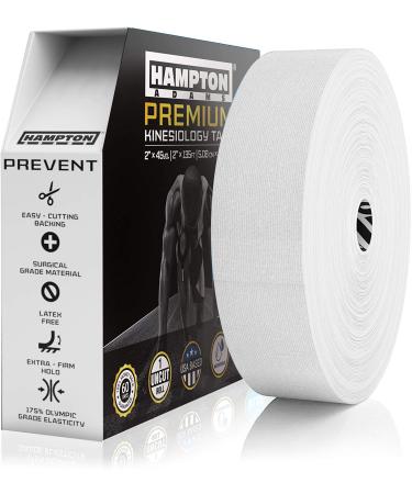 (135 Feet) Bulk Kinesiology Tape Waterproof Roll Sports Therapy Support for Knee Muscle Wrist Shoulder Back/Original Uncut Premium Therapeutic Elastic & Hypoallergenic Cotton - (White)