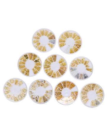 minkissy 9 Boxes Nail Art Accessories Nail Art Jewels Bling Ornaments Rivet Manicure Sticker Metal Nail Sequins Manicure Diy Decor Nail Decals Metal Stickers 3d Plastic
