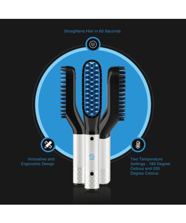 3-in-1 Beard Straightener Brush with Balm & Growth Oil | Perfect Gift for Men & Women - Buy Online on GoSupps.com