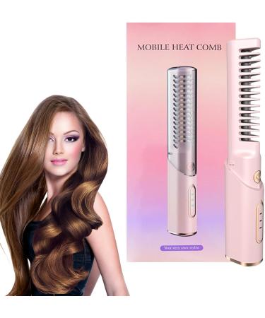 Portable Wireless Hair Straightening Brush | Fast Heating Anti-Scald Comb for Women | Lightweight Rechargeable Straightener in Pink - Perfect for International Shipping - Buy Online on GoSupps.com