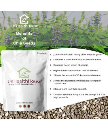 Organic Chia Seeds 100g - Natural Source of Omega 3 & Fiber for Weight Loss - Buy Online on GoSupps.com