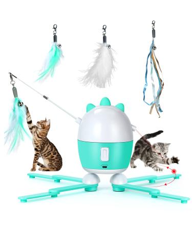 AINOI Cat Toys Interactive for Indoor Cats Light Feather Automatic Rotation Kitten Toys with Detachable Cat Wand