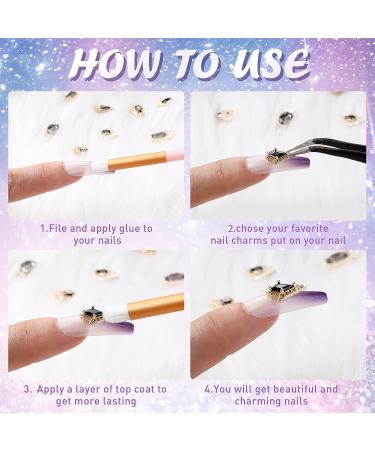 20-Piece 3D Black Nail Charms Kit | Gold Metal Alloy Rhinestones for Nail Art & Jewelry DIY - Buy Online on GoSupps.com