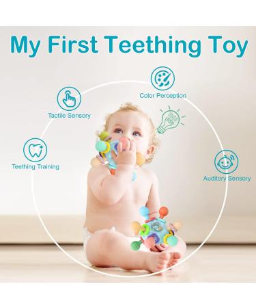 Joozmui Baby Toys: Bei ring & Greifball for 0-12 Months - Montessori Motor Skills & Sensory Rattle - Perfect Baby Gift in Light Blue - Buy Online on GoSupps.com