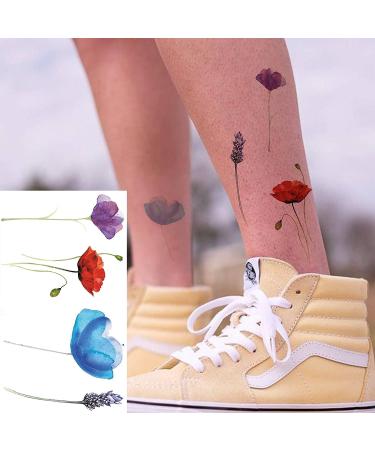 COKTAK 3D Watercolor Lavender Flower Temporary Tattoos - 12 Piece Set for Women | Body Art Arm Fake Flora Adults Tattoo Sticker - Waterproof Girls Tatoos - Buy Online on GoSupps.com