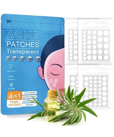Acne Pimple Patches - Absorbing Cover with Tea Tree Oil Invisible Blemish Spot Hydrocolloid Skin Treatment Facial Stickers Five Sizes Blends in with skin