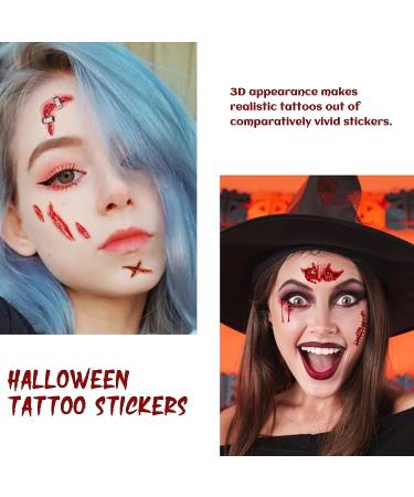 Goldshire 75PCS Halloween Temporary Tattoo Face Scar Sticker Set - Realistic Fake Blood Wounds for Halloween Party Cosplay - Buy Online on GoSupps.com