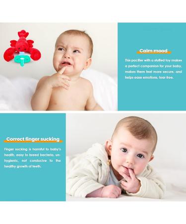 NiBaby BPA-Free Silicone Teether Pacifier with Plush Holder - Lobster Design | Soothie Snuggle Pacifier for Newborns and Infants (0+ Months) - Buy Online on GoSupps.com