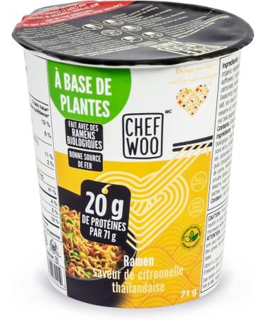 CHEF WOO THAI LEMONGRASS RAMEN NOODLES (Pack of 12) | Made with Organic Ramen Noodles | Plant Based Protein | Certified Vegetarian Vegan Kosher Halal | Made with better for you ingredients| Amazing flavour - Buy Online on GoSupps.com