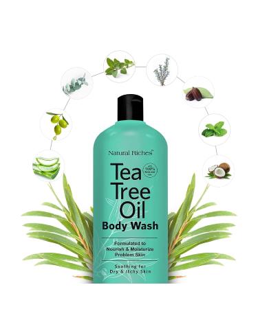 Natural Riches Tea Tree Body Wash with Peppermint & Eucalyptus - 16 fl oz - Fight Itchy Skin & Body Odor - Men & Women s Natural Body Soap - Buy Online on GoSupps.com