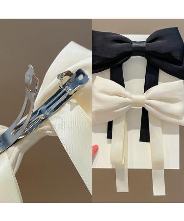 Rywicle Hair Clips Bow 2 Pack - Satin French Barrette for Women Girls - White Black - Buy Online on GoSupps.com