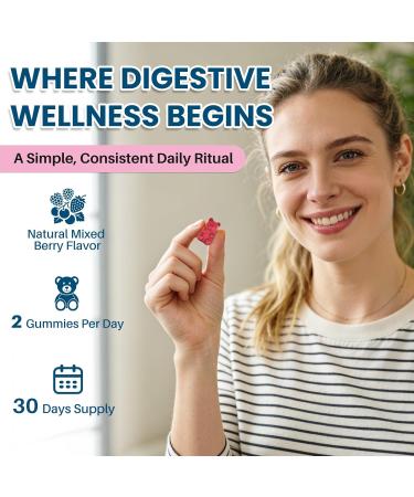 Probiotic Kombucha Gummies for Digestive Health - Synergy Kombucha with Probiotics Prebiotics & Postbiotics Dandelion Root Slppery Elm - Gut Health for Women & Men Mixed Berry Flavor 60 Gummies - Buy Online on GoSupps.com