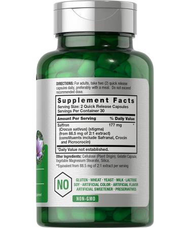 Saffron Extract Capsules 177mg 60ct | Non-GMO & Gluten Free Supplement | Horbaach - Buy Online on GoSupps.com