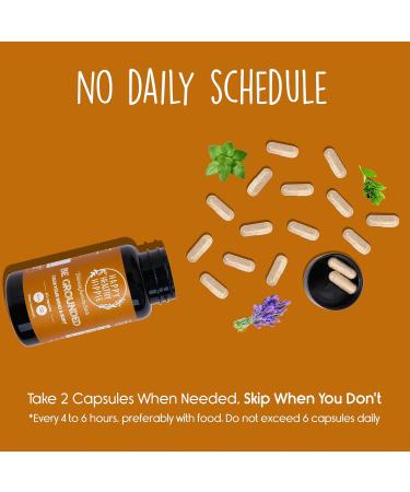 Happy Healthy Hippie Be Grounded Stress Relief Supplement Lavender Pills | Promotes Calmness & Relaxation | Quick Acting | Magnesium Glycinate 100mg L Theanine Lemon Balm Leaf | Herbal 60 Ct - Buy Online on GoSupps.com