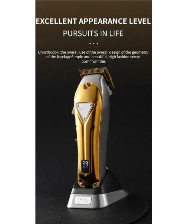 High Power Full Metal Hair Clippers - Electric Salon Clipper with Digital Display & Base Charging (Silver) | International Shipping - Buy Online on GoSupps.com