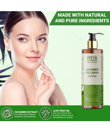 Cucumber Aloe Vera Face Wash 200ml - Vegan & Cruelty-Free for Men & Women | All-Natural Cucumber & Aloe Vera Extracts - Buy Online on GoSupps.com