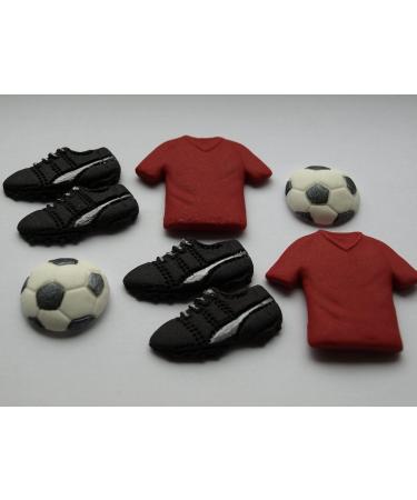 8x Football Happy Birthday Cake Toppers Edible Fondant Cupcake Decor Red Shirt Fan Football Kit - Buy Online on GoSupps.com