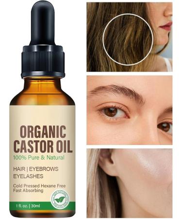 Castor Oil For Hair Growth- 30ml Cold Pressed Castor Oil For Eyelashes And Eyebrows With Eyelash Brush Skin Care Ricin Oil For Dry Damaged Hair And Growth - Buy Online on GoSupps.com