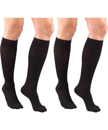 Truform Women's Fit Compression Socks - Rib Knit Pattern 15-20 mmHg Black Medium Pack of 2 - Best for Circulation & Comfort - Buy Online on GoSupps.com