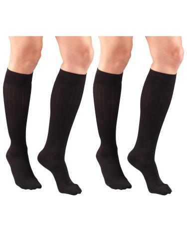 Truform Women's Fit Compression Socks Rib Knit Pattern 15-20 mmHg Black Medium (Pack of 2) 1973BL-M 2PK Medium (Pack of 2) Black