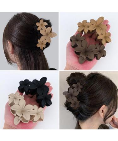 4pcs Flower Hair Clips for Women | Matte Hawaiian Hair Accessories - Strong Hold Claw Clips - Buy Online on GoSupps.com