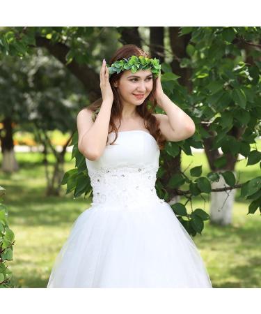 Elegant Green Leaf Eucalyptus Flower Wreath - Women's Hair Band & Headdress for Weddings & Parties - Buy Online on GoSupps.com